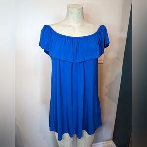 Laura cobalt ruffle bardot top, Woman's XXL, new!
